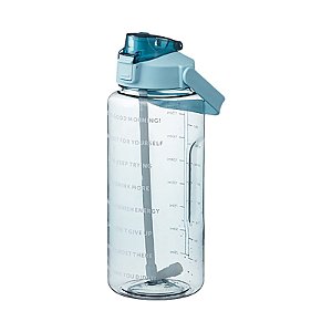 Garrafa de água 2L com marcador e canudo Garrafa de água de grande capacidade com alça Jarro de água à prova d