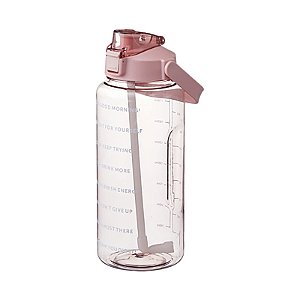 Garrafa de água 2L com marcador e canudo Garrafa de água de grande capacidade com alça Jarro de água
