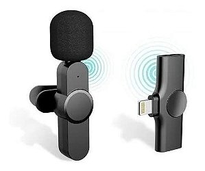 Microfone Lapela Wireless Sem Fio Compativel com iPhone iPad entrada Lightning