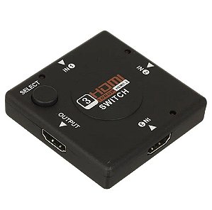 Mini HDMI Switch HUB 3 Portas e 1 Saida, 1080p Auto Switch