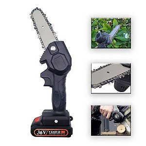 Mini Motoserra Eletrica Portatil A Bateria 36V de Potencia 600w De mão