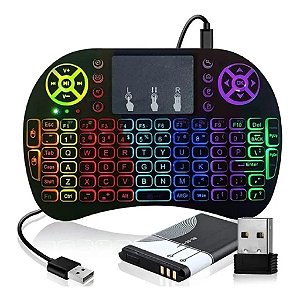 Mini Teclado Wireless Keyboard com Touchpad Com Led Usb Android Console e Tv