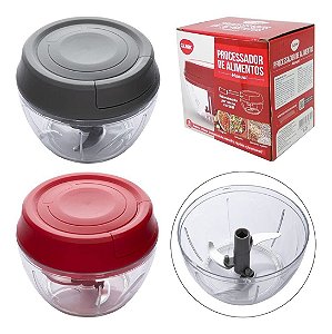 Processador De Alimentos Manual A Corda C 3 Laminas De Inox 350 ML (Cinza)