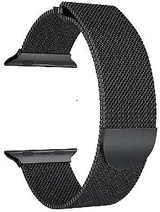 Pulseira Aço Milanese compatível com Apple Watch 38-40mm (PRETO)