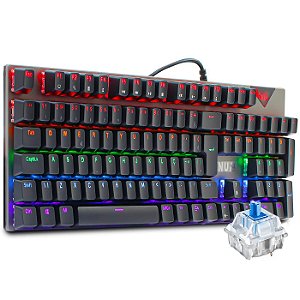 Teclado Gamer Mecânico Rgb Led Abnt2 Switch Blue Antighosting Usb 24 Efeitos Teclas Removíveis Para Pc Ps4 Ps5 Xbox One