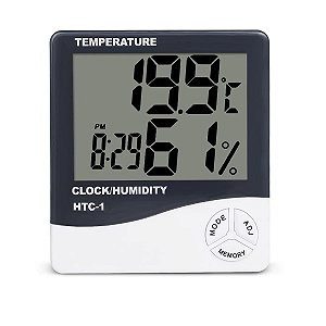Termo-Higrometro Digital com Maxima e Minima - Medidor de Temperatura e Umidade com Relógio
