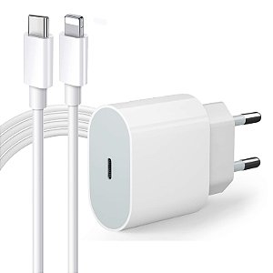 Carregador De Parede Ultra Rápido Com Saída USB-C Power Delivery 20W e Cabo De Carregamento Para iPhone SE X Xr ip