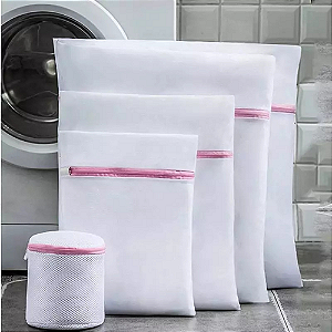 Kit 5 Sacos Para Máquina de Lavar Roupas Delicadas Peças Íntimas Tamanhos Variados