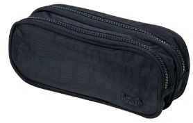 Estojo Nylon 2 ziper preto BRW ET0120