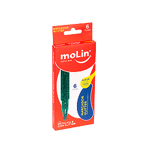 Caneta Marcador Metálica Com  Glitter Molin C/6 Cores - 5015