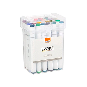 Marcador Artístico Evoke Dual Marker Estojo 24 Cores, BRW DM2400