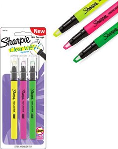 Marca-Texto Neon Sharpie Clear View Kit com 3 Cores 1950748
