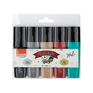 Caneta Marca Texto Vintage estojo c/5 Cores BRW CA8000