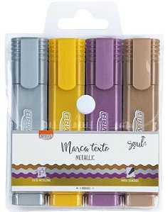 Caneta Marca Texto Metalizado C/4 Cores  BRW CA2024