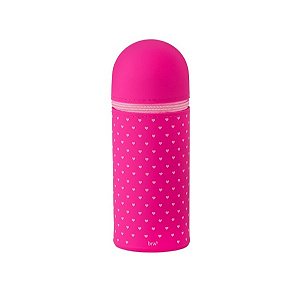 Estojo rosa estampado silicone  base retrátil  1 ziper - ET0840