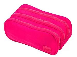 Estojo Nylon 3 Zíperes Pink BRW - ET0142