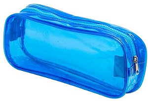Estojo Transparente 1 Ziper Azul BRW ET0201