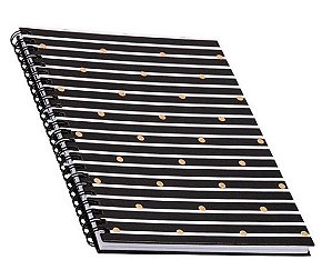 Caderno Capa Dura Preto com Bolinhas Dourada NB4560