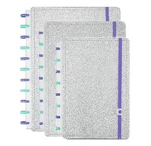 Caderno Inteligente Lets Glitter Silver Prata Médio  Grande - CIGD4146