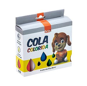 COLA COLORIDA 25GR C/ 6UN - (AZ , AM, VD, VM, PTO, BCO) BRW CO4025