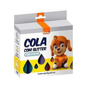 COLA COLORIDA COM GLITTER 25GR C/6 UN - (PASTEL) BRW CO6026