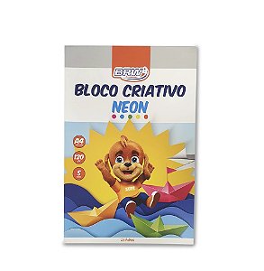 BLOCO CRIATIVO NEON A4 - 5 CORES - 120GR - 25 FOLHAS  BRW - PP6401