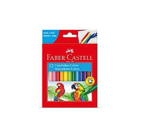 CANETINHA HIDROGRAFICA 12 CORES ESTOJO CARTAO - FABER CASTELL - 15.0112CZF