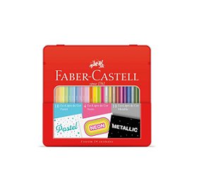 ECOLAPIS 24 CORES PASTEL/NEON METALICO FABER CASTELL - KIT/CORES