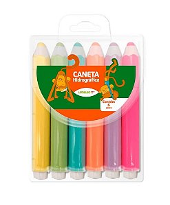 CANETA HIDROGRAFICA 6 CORES FORMATO LAPIS LEO E LEO - 72709