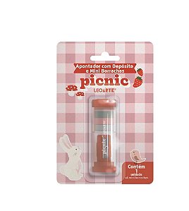 APONTADOR COM DEPOSITO E 4 MINI BORRACHAS PICNIC LEO E LEO - 74009