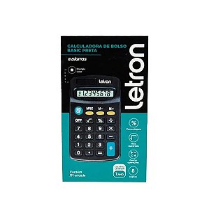 Calculadora De Bolso 8 Dígitos Preta Basic Solar - Letron - 99320