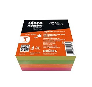 BLOCO ADESIVO COLORIDO NEON 400F JOCAR OFFICE -  91116