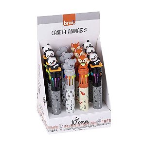 Caneta Esferográfica Animals 10 Cores 0.7mm BRW CA0510
