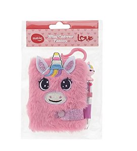 Mini Caderno Love Pelucia Unicornio + Caneta 4 Cores - Molin 23499
