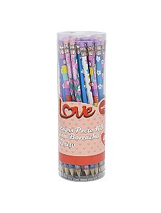 LÁPIS PRETO HB LOVE DAISY COM BORRACHA MOLIN 31925