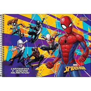 Caderno de Cartografia e Desenho Milimetrado Espiral Capa Dura Spider-Man 80 Folhas TILIBRA 309192