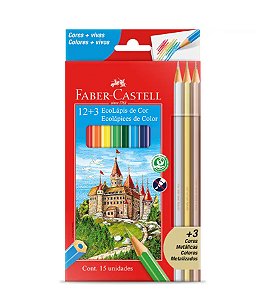 Lapis Ecolápis 12+ 3 Metálicos -Faber - Castell 120112+3MET