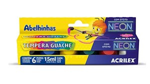 Tinta Tempera Guache Efeito Neon 6 Cores 15ml  Acrilex 01006