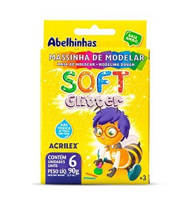 Massinha de Modelar Soft C/06 Cores 90g. C/Gliter, Acrilex, 07360