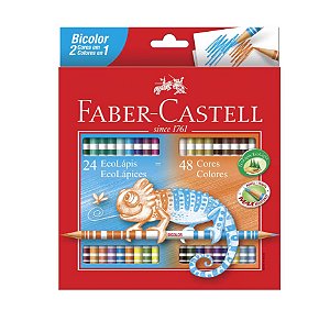 Lápis de Cor EcoLápis Redondo 48 Cores 24 Lápis Bicolor Faber-Castell 120624G