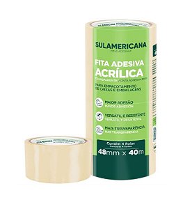 Fita para Empacotamento Sulamericana 48 mm x 40 m Transparente - Sulamericana