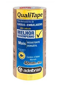 Fita para empacotamento Qualitape 48mmx40m. Marrom - Adelbras