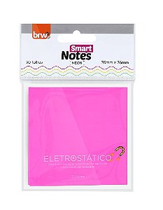 BLOCO SMART NOTES ELETROSTATICO 76X76MM - ROSA NEON 30FLS BRW BA7610