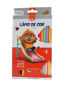 Lápis de Cor 12 Cores + 6 Tons Pastel Triangular - BRW - LP0426