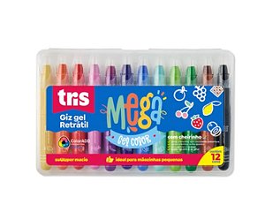 Giz Retrátil Mega Gel Color - 12 Cores - Tris 686936