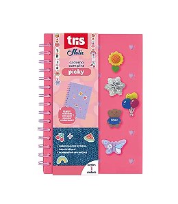 Caderno Pautado Picky Holic Charm – A5 – 80 Folhas – Capa de Silicone – Com 6 Pins
