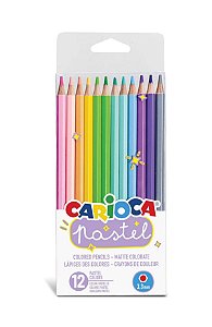 Lápis de Cor Hexagonal Pastel, Carioca Pastel, Caixa com 12 cores 9732