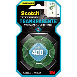 Fita Dupla Face 3M Scotch Fixa Forte Transparente - 12 mm x 2 m