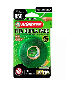 Fita Dupla Face Adelbras Massa Adesiva 19mmx2m 850G