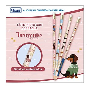 Lápis Preto Redondo com Borracha N.2 Brownie The Dog - TILIBRA 402915